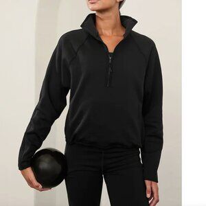 41. Large - ATHLETA - Altitude Fleece Lined 1/2 Zip Sweatshirt Black NWOT $139